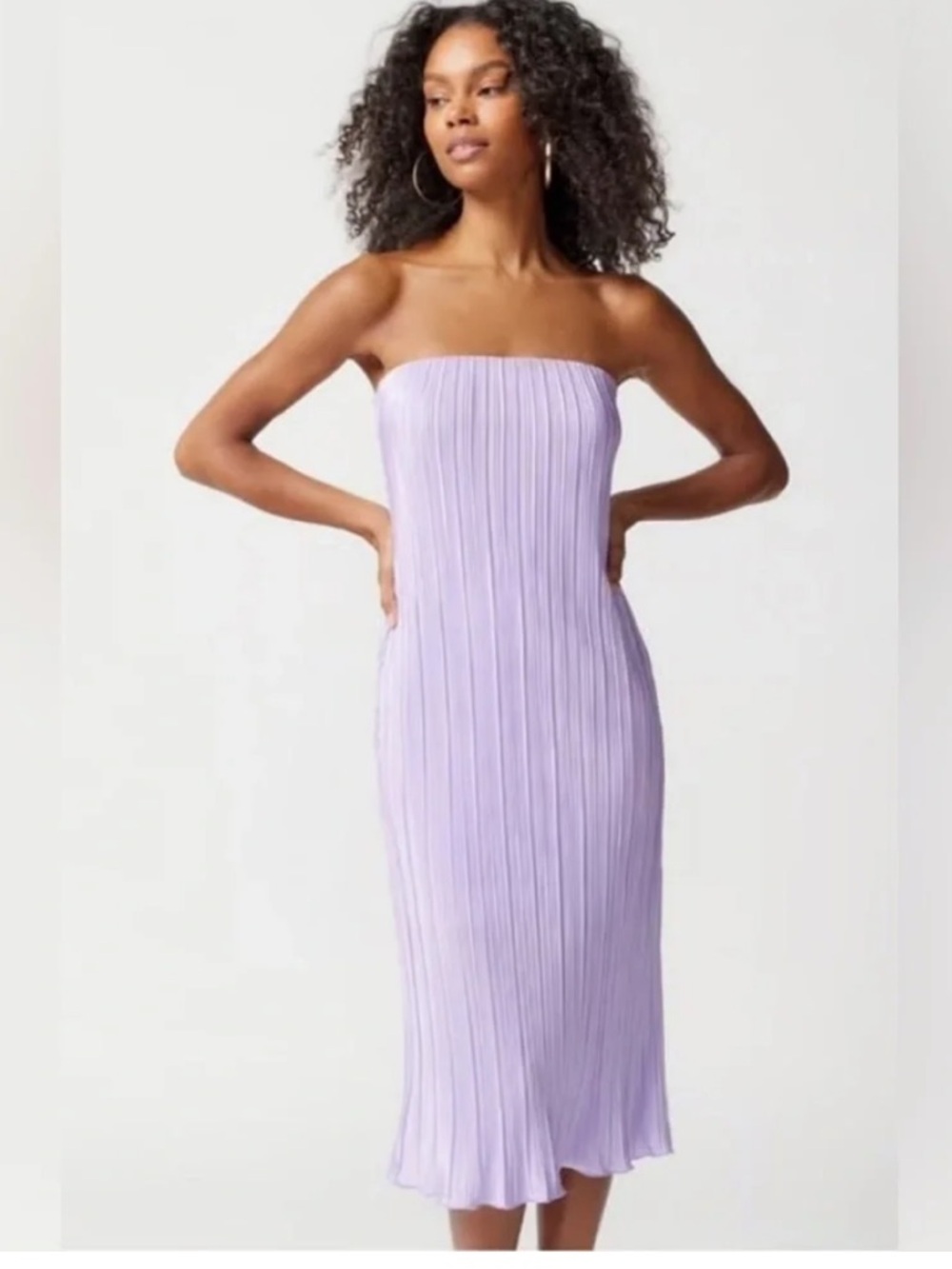 Urban Outfitters Strapless Lavender Pleated Midi Dress